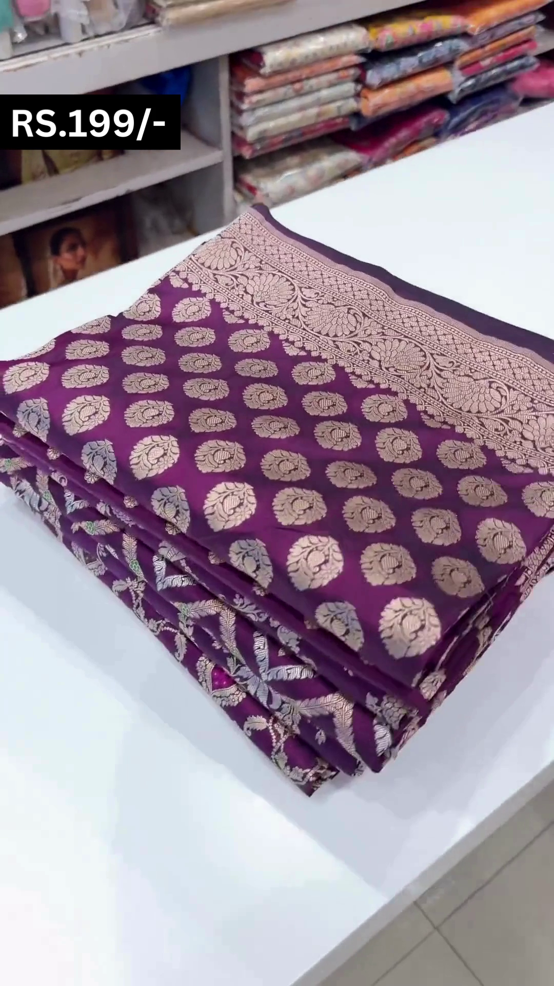 Banarasi Silk Jaal And Butta Purple Saree