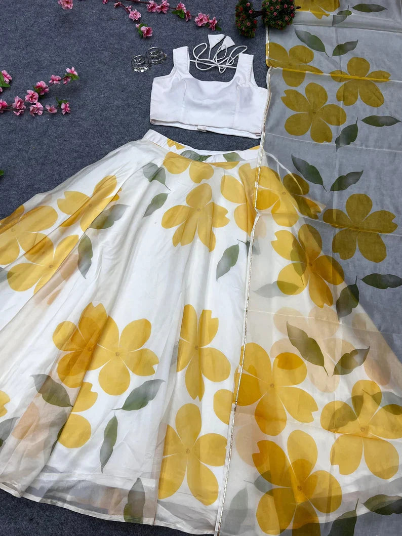 New Printed Flower Lehenga Choli With Dupatta