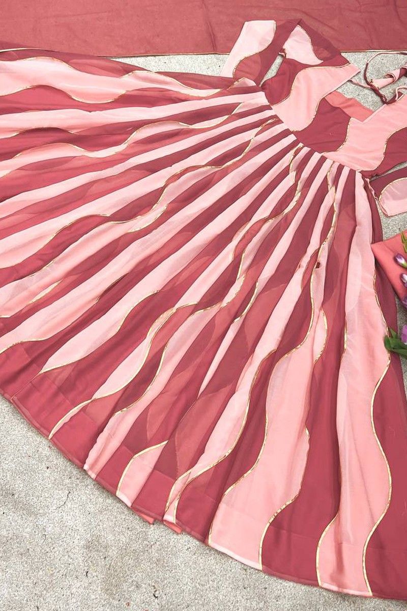 Pink Digital Printed Faux Georgette Anarkali Gown