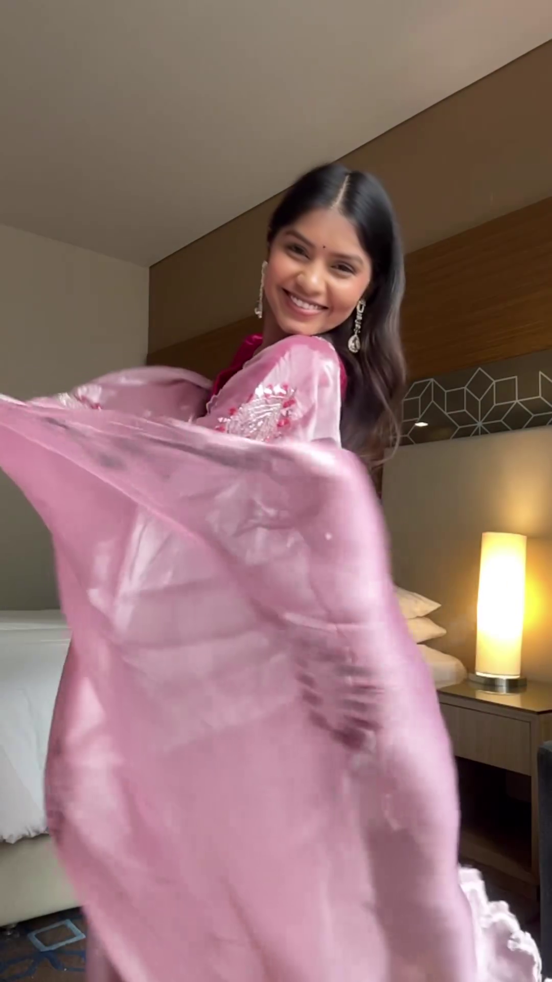 Baby Pink Organza Saree With Beautiful Beads Work Border