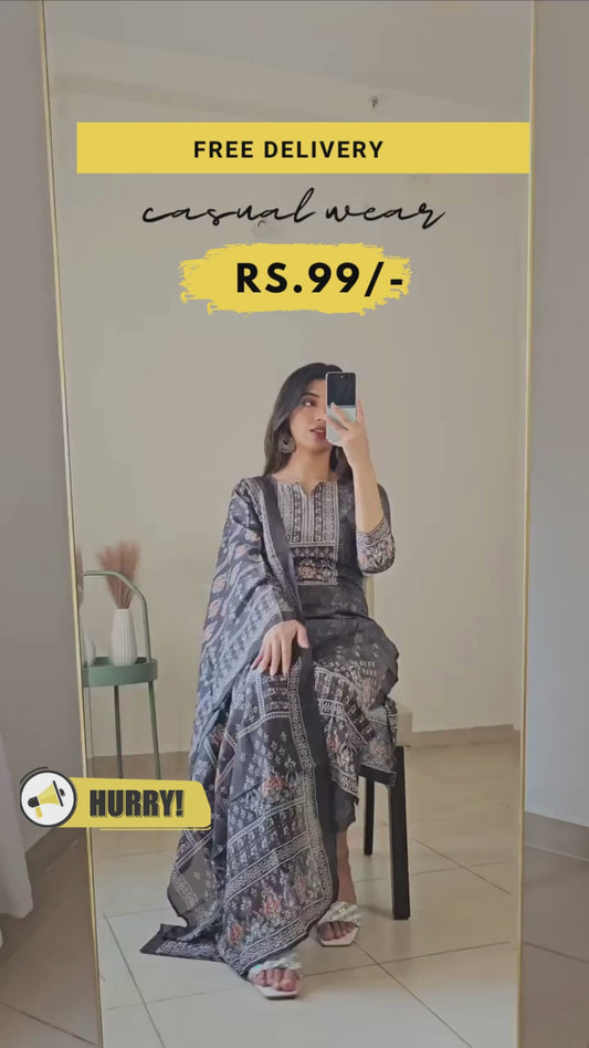 Women Silk Blend Kurta Trouser Set