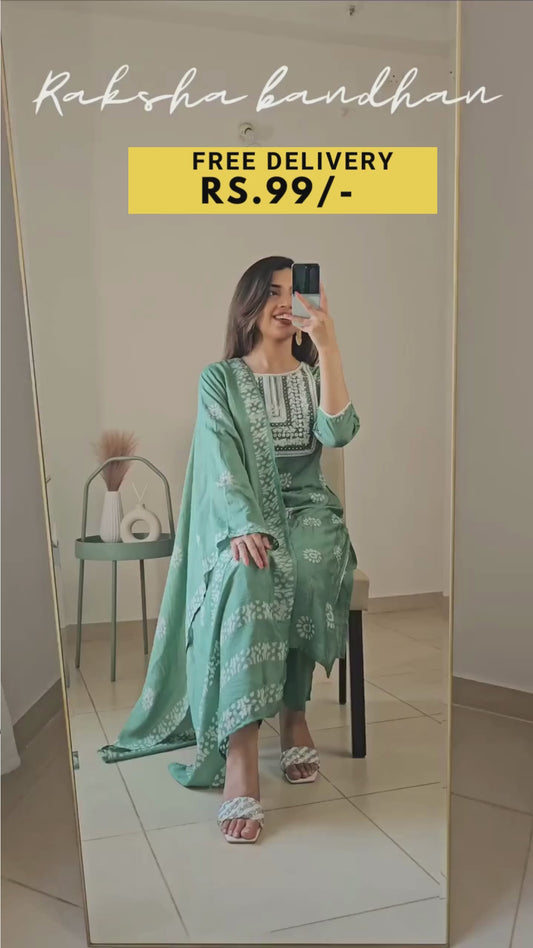 Women Silk Blend Kurta Trouser Set