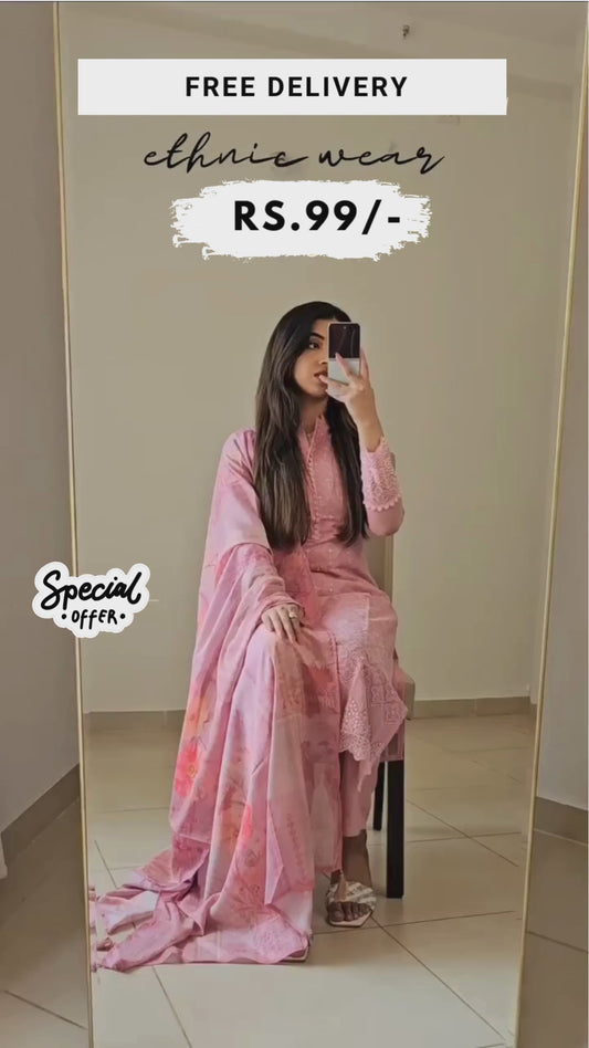 Women Silk Blend Kurta Trouser Set
