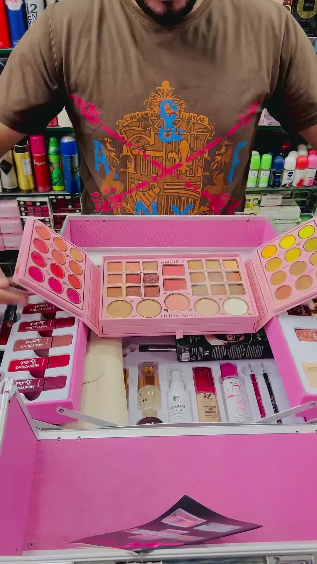 Professional Makeup Set – Ultimate Beauty Kit with Eyeshadow Palettes, Lipsticks, Blush, Foundations, and More in a Stylish Pink Storage Box