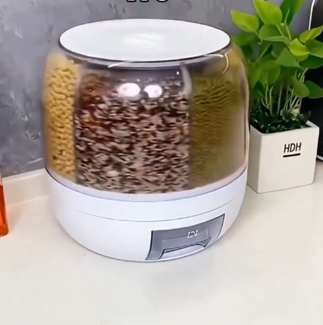 Rotating 6 Grid Grain Storage Dispenser