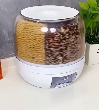 Rotating 6 Grid Grain Storage Dispenser