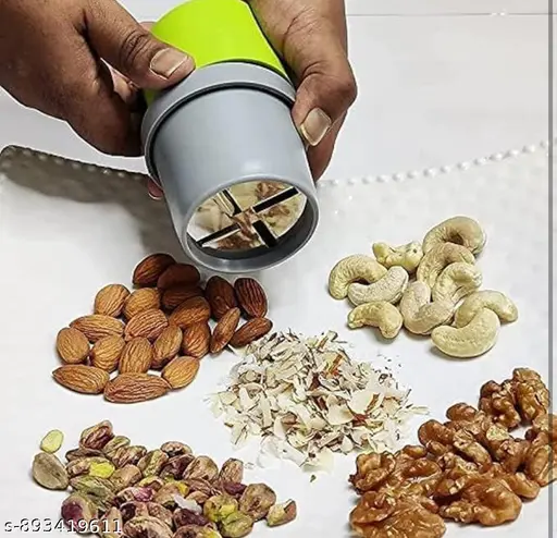 Dry Fruit Cutter &amp;amp; Slicer with 4 Blades | Stainless Steel Grinder &amp;amp; Slicer | 4-in-1 Multi-Purpose Chocolate, Butter, Almond, Cashew &amp;amp; Nut Cutter for Kitchen