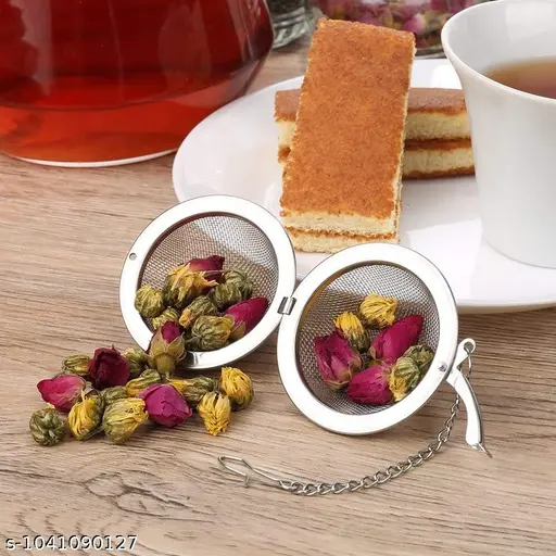 Stainless Steel Mesh Tea Strainer Infuser with Hook and Chain (5CM X 5CM)