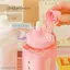 1 Pc Kawaii Water Bottle with Straw and Sticker, Kawaii Bear Water Bottle, Large Sport Plastic Portable Square Drinking Bottle for Girl, Cute Juice Tea Water Cups
