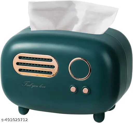 LISHONN Vintage Retro Tissue Box Holder for Home Kitchen Dining Table &amp;amp; Paper, Living Room, Bedroom &amp;amp; Desktop Tissue Storage Organizer | Dark Green | Pack of 01