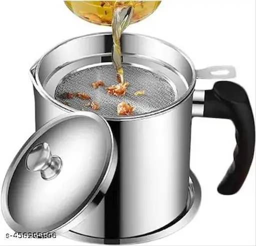 HADPA STORE Oil Strainer Pot Grease Can - Stainless Steel Cooking Grease Container, Reuse Oil Storage (Best Oil Shaver) Can Container with Removable Filter Anti-Scalding Handheld, Lid for Cooking