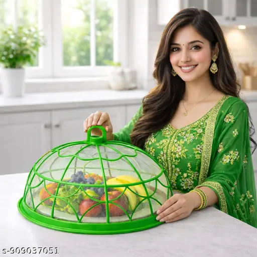 O.S Enterprises presents NO COLOUR CHOISE Multipurpose Mesh Food Cover for Kitchen – Dome Shape Fruit &amp;amp; Dish Protector with Handle | Reusable Anti-Fly Food Net Cover for Roti, Fruits &amp;amp; Snacks