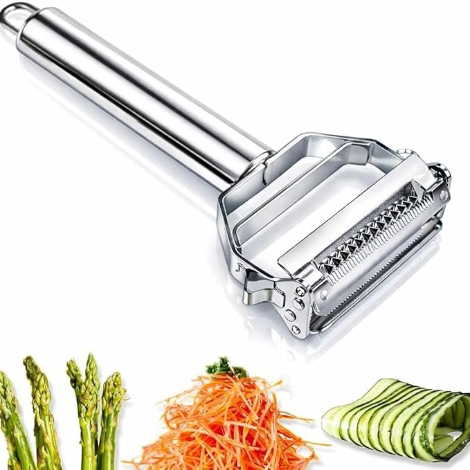 ESPERO Peeler for Vegetables And Fruits, Double-Sided Blade 2 in 1 Stainless Steel Julienne Vegetable Peeler Multi-Functional Fruit &amp;amp; Veggie Shredder Slicer and Grater for Potatoes, Carrots, Cucumbers