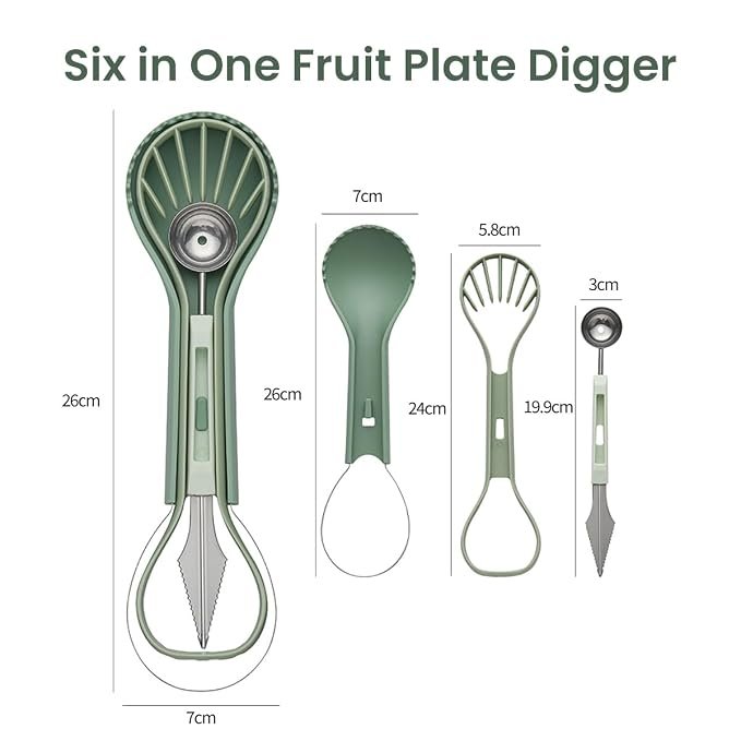 Supvox 6 in 1 Dual End Fruit Scooper Melon Baller Scoop Stainless Steel Set