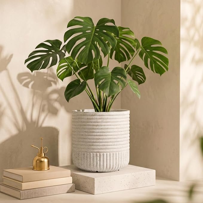 TrustBasket Olivia Plant Pot 12 inch - White | Unbreakable German Polymer Planter | UV Protected Lightweight Flower Pot for Indoor &amp;amp; Outdoor Plants