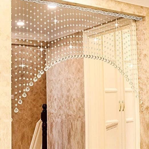 K9L 10 String, 100% Glass Drops, Acrylic Bead, String Hanging Crystal Sheer Curtain (10 String Suitable to 2.5 to 3 Feet Width