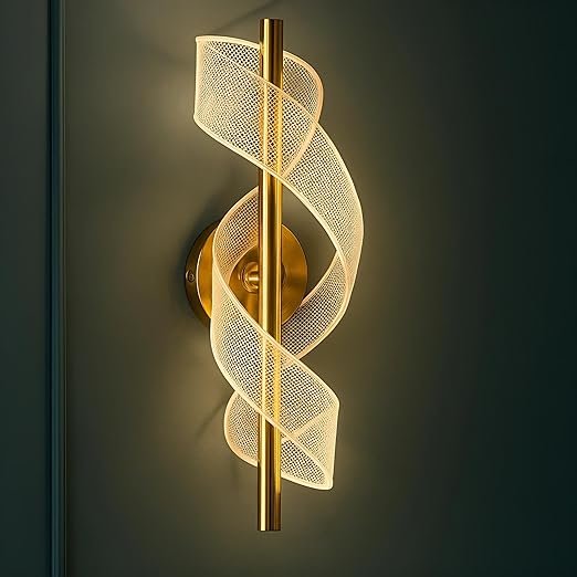 FILLISKA Luxurious Acrylic Crystal Wall Lamp with Adjustable Colour Changing Function, Elegant Finish (Acrylic FrenchGold-F53)