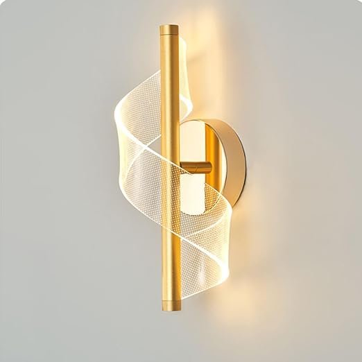 One94Store Cross Border Minimalist Modern LED Wall Lamp (Gold) | Nordic Style Creative Bedside Light | Ultra Bright 3 Color Modes for Bedroom, Living Room &amp;amp; Aisle Background Wall